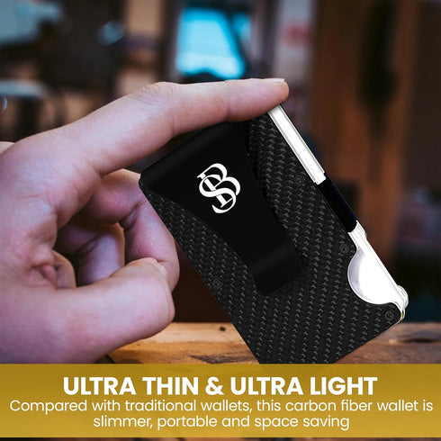 Carbon Fiber Wallet - Slim Wallet for Men with Cash & Credit Card Holder, RFID Blocking Technology, Minimalist Money Clip Holds Up to 12 Cards - G...
