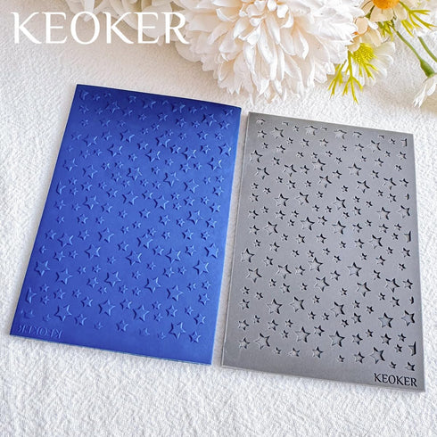 KEOKER Polymer Clay Texture Sheets, Stars Clay Texture Mat, Polymer Clay Earrings Tools on Independence Day or 4th of July, Like Polymer Clay Roll...