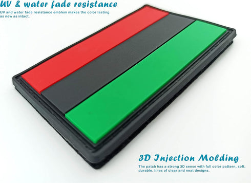 JBCD Afro American Flag Patch Pan African Tactical Black Liberation Patch - PVC Rubber Hook and Loop Fastener Patch, 2 Pack...