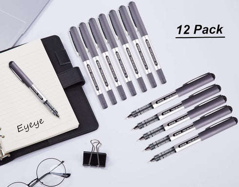 Black Liquid Ink Rollerball Pen, Fine Tip Pens Bullet Nib 0.5mm Black Ink?Smooth Writing Rollering Writing Pen, 12 Pack Office Bulk Pens...