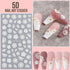 KINGMAS 5D Flower Nail Art Sticker Decals Hollow Exquisite Pattern Nail Art Supplies Self-Adhesive Luxurious DIY Nail Art Decoration White Lace Fl...