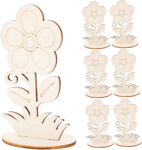 12pcs Kid Toys Clay Kids Toys Kids Crafts Unfinished Wooden Flower Cutouts Wooden Crafts Paint Your own Crafts Flower Cutouts for Crafts Art Suppl...