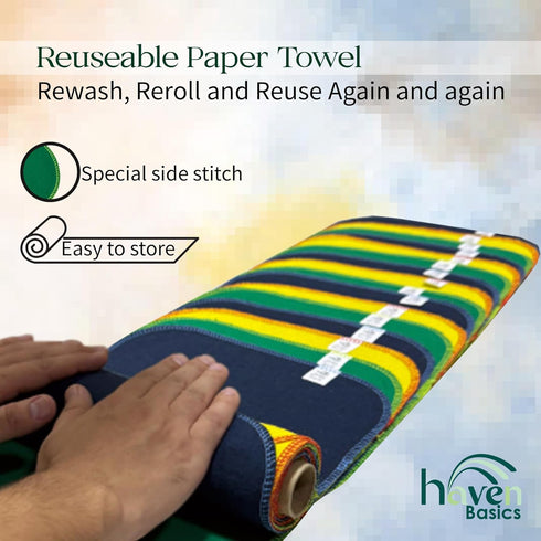 Reusable Paper Towels - Value Pack of 24 Paperless Towels 100% Cotton, Super Soft, Absorbent, Washable, and Made to Last. Cut Back, Waste Less wit...