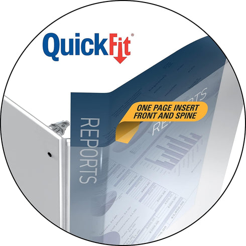 QuickFit View Binder, 1 Inch, Angle D Ring, White (87010)...