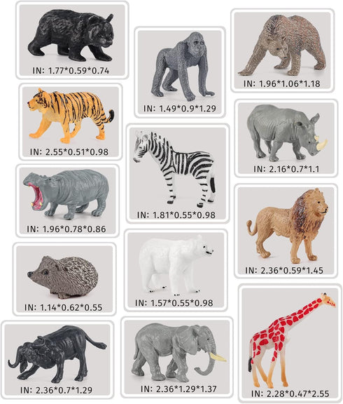 Wildlife Animal Model Toy Playsets 13 PCS Realistic Animal Figure Toys Lion Elephant Rhinoceros Hippo Desktop Decoration Collection Party Favors T...
