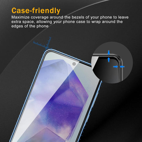 3 Pack Privacy Screen Protector for Samsung Galaxy A55 5G/ A35 5G With 3 Pack Camera Lens Protector, Anti Spy Tempered Glass 9H Hardness, Black Pr...