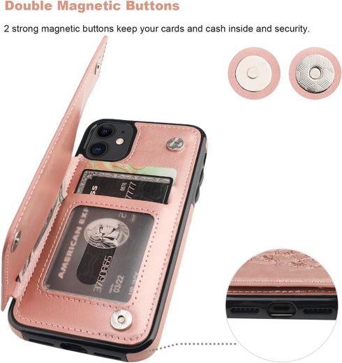 Vaburs Compatible with iPhone 11 Case Wallet with Card Holder, Embossed Mandala Pattern Flower Premium PU Leather Double Magnetic Buttons Flip Sho...