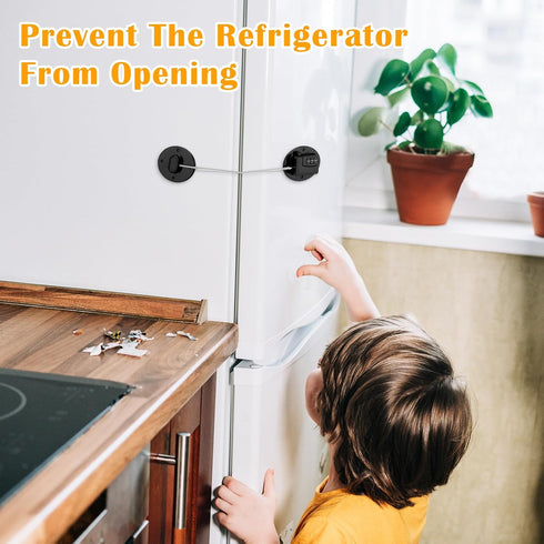 4PCS Refrigerator Locks Combination, Drill-free Child Proof Refrigerator Door Lock Fridge Lock Combination with Password, Mini Digital Refrigerato...