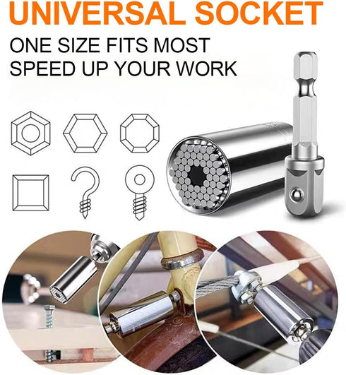 Universal Socket Tools Gifts for Men-Socket Set with Power Drill Adapter(7-19 MM) Birthday Gifts for men Christmas Gifts for Dad Husband...