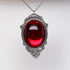 Blood Red Cabochon in Silver Finish Pewter Frame Pendant Necklace...