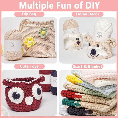 3x50g Beginners Pink Blue Purple Mixed Yarn, 260 Yards Yarn for Crocheting Knitting, Easy-to-See Stitches, Worsted Medium #4, Chunky Thick Cotton ...