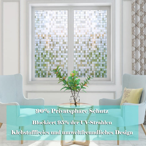 Bloss Window Privacy Film Stain Glass Frosted Window Film Decorative Windows Cover Small Mosaic Heat Control Glass Film for Home Office,17.7 x 78....