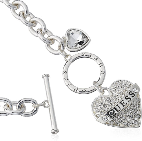 GUESS Women's Toggle Logo Charm Necklace, Silver, One Size...