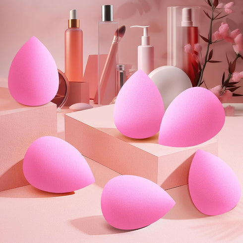 6 PCS Makeup Sponges Set, Makeup Sponges for Foundation, Latex Free Beauty Sponges, Flawless for Liquid, Cream and Powder, Pink...