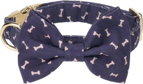 Adjustable Pet Bow Tie and Dog Collar for Small Medium Large Dogs, Puppy Collar with Bowtie, Cute Bow and Dog Collars - Comfortable, Soft, and Dur...