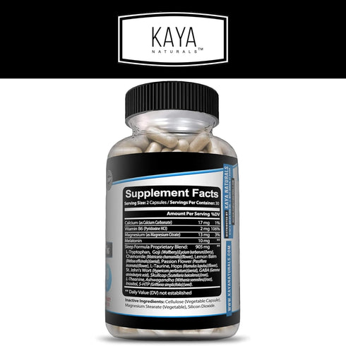 Kaya Naturals - Sleep Support Formula with Melatonin - Aid Support Vitamin Supplement - Sleep Stress and Mood Support - L-Tryptophan, Passion Flow...