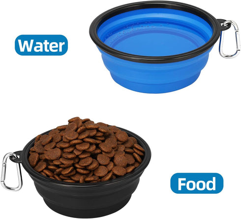 Kytely Large Collapsible Dog Bowl 2 Pack, 34oz Foldable Dog Travel Bowls, Portable Dog Water Food Bowl with Clasp, Pet Cat Feeding Cup Dish for Tr...