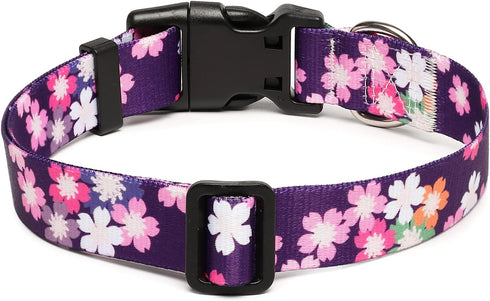 Adjustable Dog Collar - Special Design Patterns, Soft Nylon Comfortable Durable Pet Collar for Small Medium Large Dogs (S, Floral Pink)...