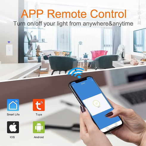 Smart Wifi Switch, Wireless Smartphone Remote Control Wall Light Switch, Compatible with Alexa Google Home IFTTT Android IOS from Anywhere Timing ...