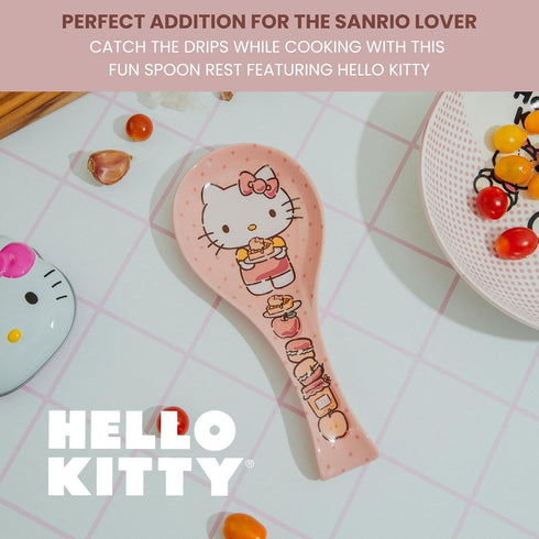 Sanrio Hello Kitty Stacked Snacks Ceramic Spoon Rest Holder | Kitchen Organizer For Utensils To Keep Countertop Clean...