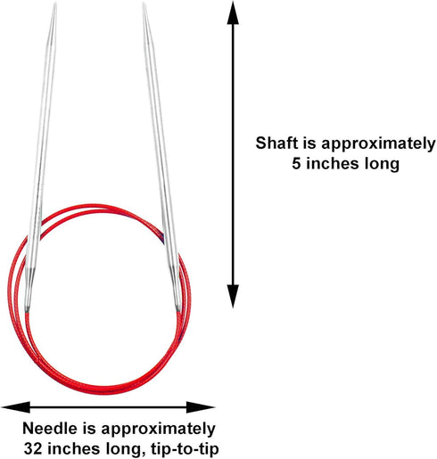 ChiaoGoo Red Lace 32 inch (81cm) Circular Knitting Needles US Size 10.5 (6.5mm) Stainless Steel 7032-10.5 with Stitch Holder...