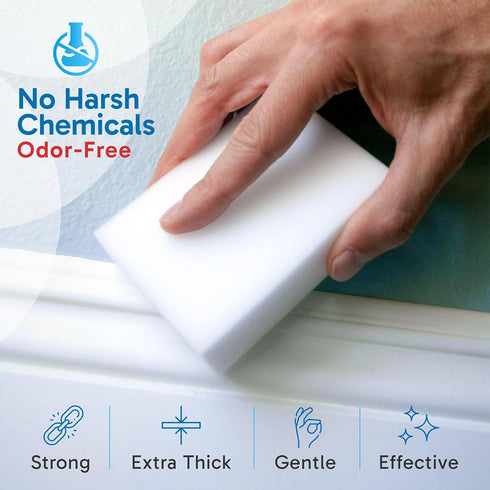 (40 Pack) Extra Large Eraser Sponge - Extra Thick, Long Lasting, Premium Melamine Sponges in Bulk - Multi Surface Power Scrubber Foam Cleaning Pad...