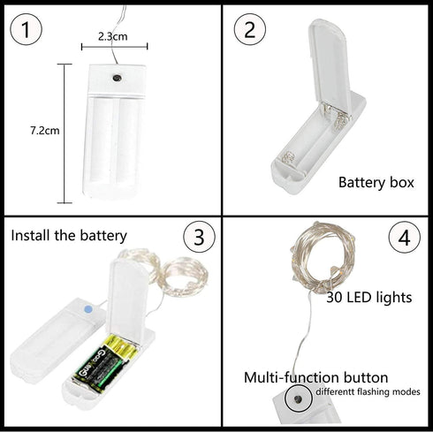 YJFWAL 12 Pack 10ft 30LED Starry String Lights with 8 Modes Timer Function Waterproof Fairy Lights Battery Operated(AAA Batteries Included) for DI...