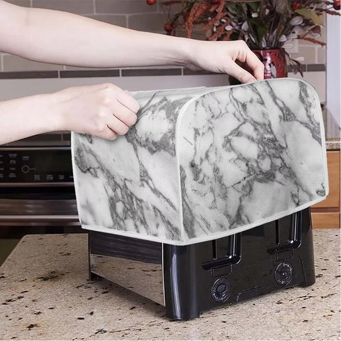 White Marble Pattern Toaster Cover 2 Slices, Dust Proof Cover for Kitchen Small Appliance Toaster Protector Cover Woman Kitchen Accessories, S...