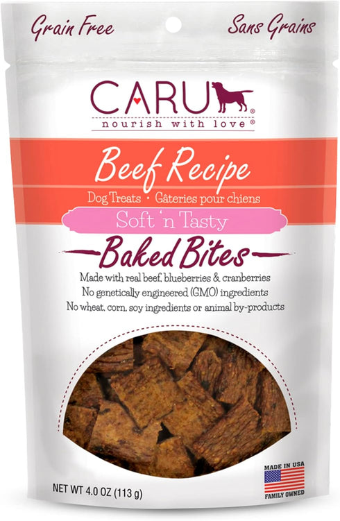 CARU - Soft 'n Tasty Baked Bites - Beef Bites Dog Treats - Flavorful Training Treats - 4 oz...