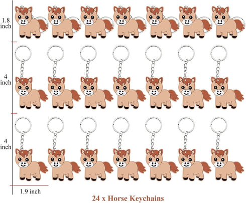 24 Pack Pony Keyring Pack Party Favor for Pony Lover, Guest Return Gift, Farm Animal Themed Party, Baby Shower, Birthday...