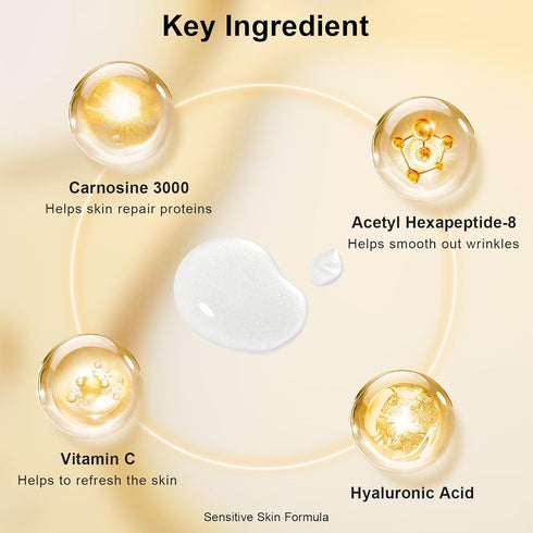 KISSIO Peptide Serum - Anti-Wrinkle Facial Serum with Peptides and Carnosine,Vitamin C,Hyaluronic Acid to Hydrating and Reduce Fine Lines,Skin Car...