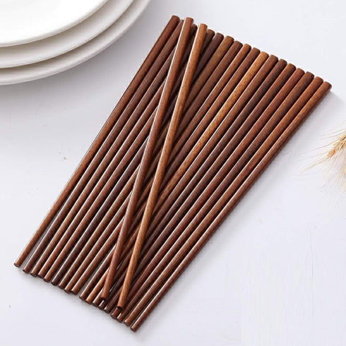 Wooden Chopsticks Reusable Dishwasher Safe 10 Pairs Chinese Asian Korea Iron Wood Handmade Chopstick Natural Healthy for Cooking Eating Restaurant...