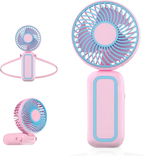 QearFun Portable Handheld Fan, Hand Fan with USB Rechargeable Battery, Mini Electric Pocket Fan with Foldable Design for Desktop, Home,Office, Sma...