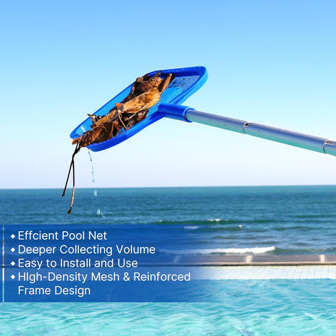 Pool Net - Pool Skimmer Net with 5 section detachable poles, 22.2''- 59.1'', Skimmer Net with Fine Mesh Net, Pool Leaf Net...