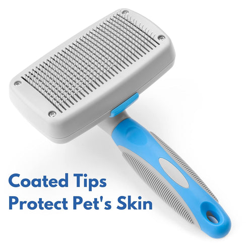 Self Cleaning Slicker Brush For Dogs and Cats - Top Slicker Dog and Cat Brush - Effective, Comfortable, and Super Easy to Clean - Perfect For Groo...