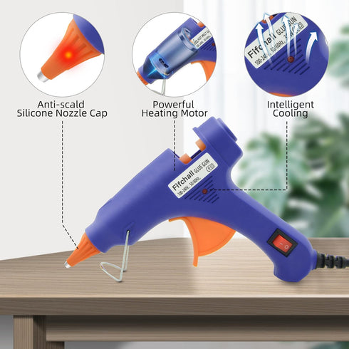 Hot Glue Guns, Mini Hot Melt Glue Gun Kit for Crafts, Glue Gun with 20pcs Glue Sticks for School DIY Arts, Sealing, Home Repairs, Blue...