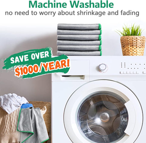Glass Polishing Cloth Streak Free Miracle Cleaning Cloth Lint Free Microfiber Cleaning Rags for Glasses Kitchen Dish Mirrors Easy Clean, Pack of 6...
