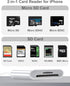 SD Card Reader for iPhone Camera, Dual Connector Lightning/USB C Memory Card Reader Support SD/TF Card, High Speed to SD Card Adapter Compatible w...