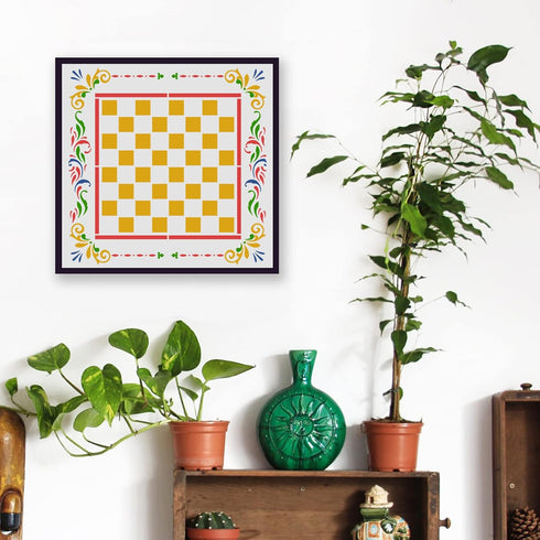 FINGERINSPIRE Modern Checkerboard Template 11.8x11.8inch Painting Chess Checkers Lined Gameboard Family Game Home Decor Gift Best Vinyl Large Sten...