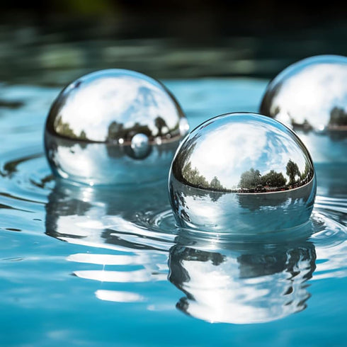 Stainless Steel Gazing Ball,Polished Sphere Floating Pond Balls Hollow Gazing Globe for Home and Garden Decoration (4inch)...