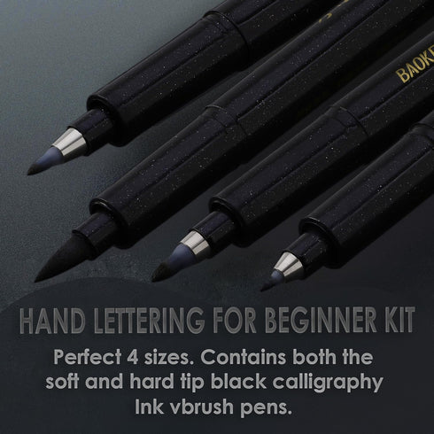 MISULOVE Calligraphy Brush Pens Set of 6(Soft & Hard) for Hand Lettering, Modern Calligraphy, Drawing, Beginner-Friendly Art Markers with Black Pi...
