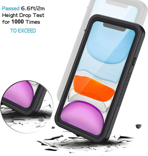 Lanhiem for iPhone 11 Case, IP68 Waterproof Dustproof Case with Built-in Screen Protector, Heavy Duty Full Body Protective Clear Back Phone Cover ...
