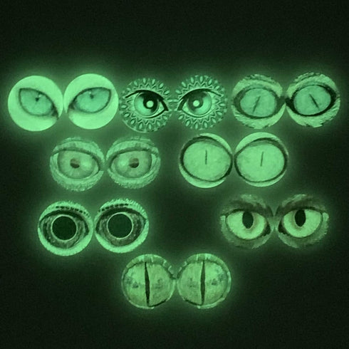 10 Pairs Glow in the Dark Glass Animal Eyes 25mm Round Dome Glass Cabochons Flatback for DIY Craft Clay Eyes...