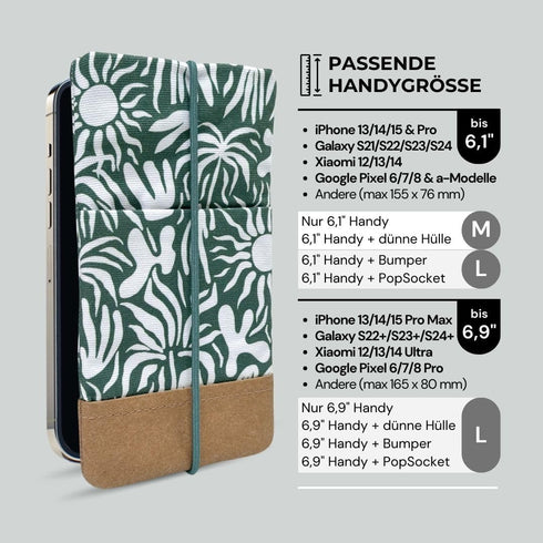 Moin Padded Cotton Phone Sleeve with Rubber Closure - Handmade Case Compatible with iPhone 13/14/15 Pro Max, iPhone 13/14/15 Pro, iPhone 13/14, Ga...