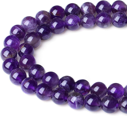 Amethyst 6mm Natural Stone Beads Round Loose Gemstone Stone Beads for DIY Bracelet Necklace Earrings Jewelry Making Polishing Genuine Real Stone B...