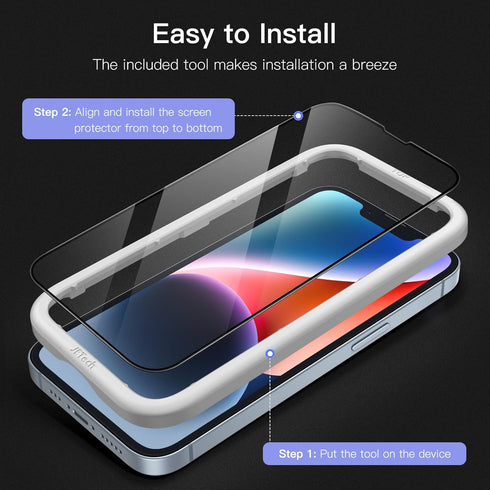 JETech Full Coverage Screen Protector for iPhone 14 6.1-Inch, Black Edge Tempered Glass Film with Easy Installation Tool, Case-Friendly, HD Clear,...