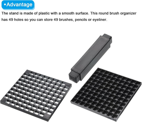 PATIKIL 1pcs Paint Brush Holder, Paint Brush Storage Organizer 96 Holes Plastic Paint Storage Desk Stand Square for Artist Desk Makeup Pencil, Bla...