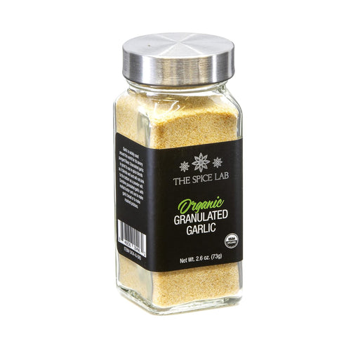 The Spice Lab Organic Garlic Powder Granulated - Gluten Free Dried Garlic Organic - 2.6 oz French Jar - Non GMO & Kosher Organic Garlic Granules f...
