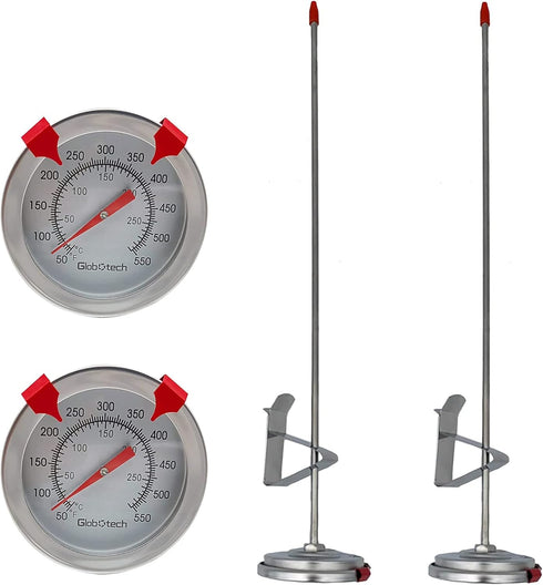 Meat Candy Deep Fry Thermometer - 2" Dial Thermometer 12" Long Stainless Steel Stem Cooking Thermometer for Grill, Turkey, BBQ (Pack of 2)...