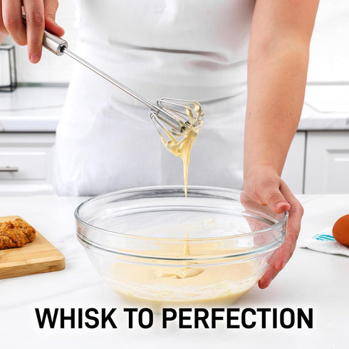 Zulay Kitchen Egg Beater Whisk - Push Whisk for Cooking - Egg Whisk Mixer, Hand Mixer Manual, Automatic Whisk Cooking Tool - Hand Whisk for Kitche...